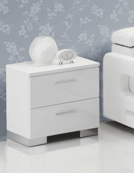 Lorimar White & Chrome Leg Finish Nightstand - 1st Choice Furniture Direct