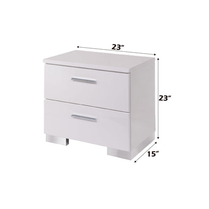 Lorimar White & Chrome Leg Finish Nightstand - 1st Choice Furniture Direct