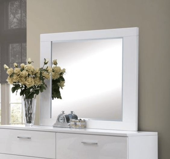 Lorimar White Finish Mirror - 1st Choice Furniture Direct