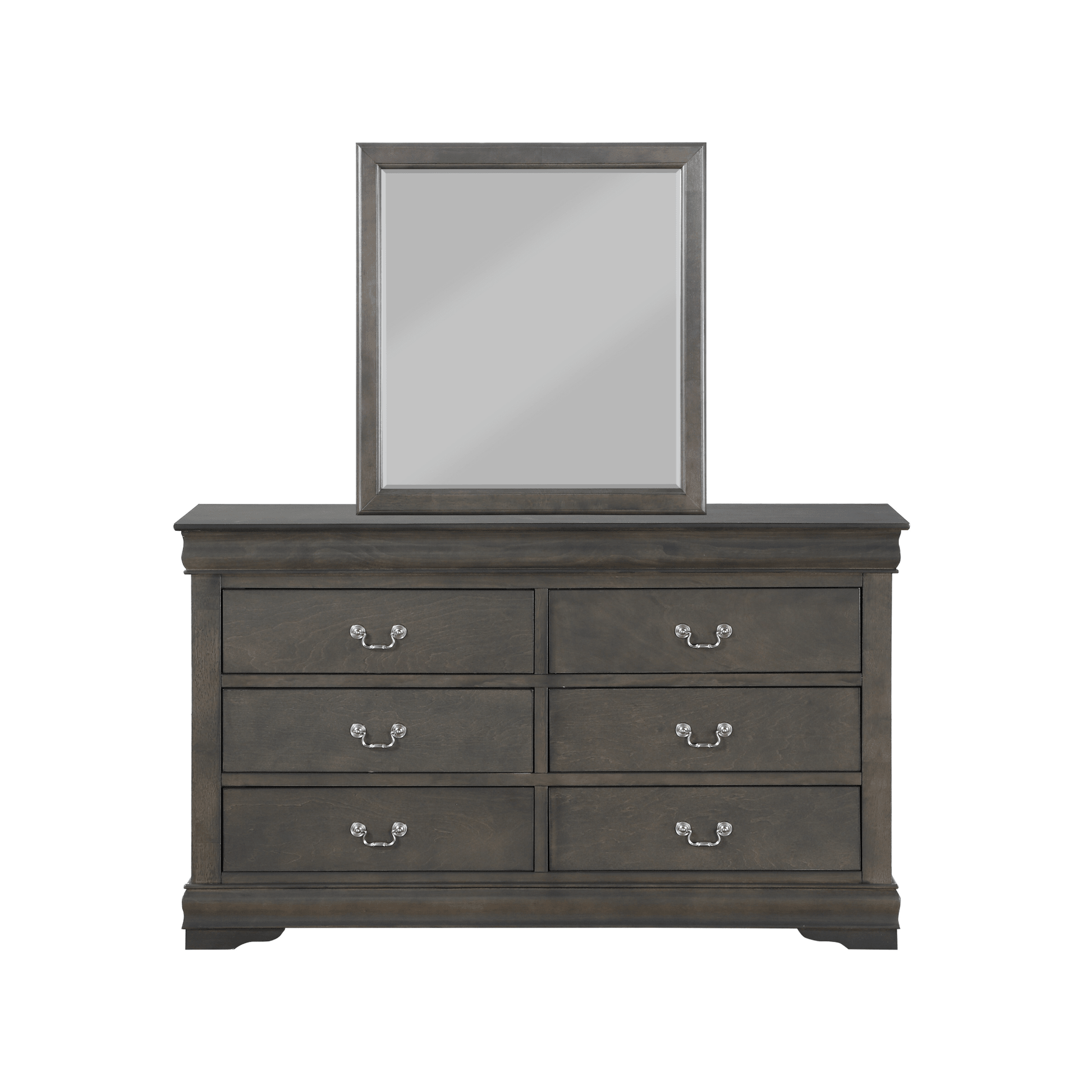Louis Dark Gray Finish Philippe Mirror - 1st Choice Furniture Direct