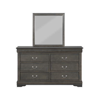 Louis Dark Gray Finish Philippe Mirror - 1st Choice Furniture Direct