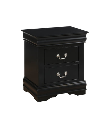 Louis Philippe Black Finish Nightstand - 1st Choice Furniture Direct