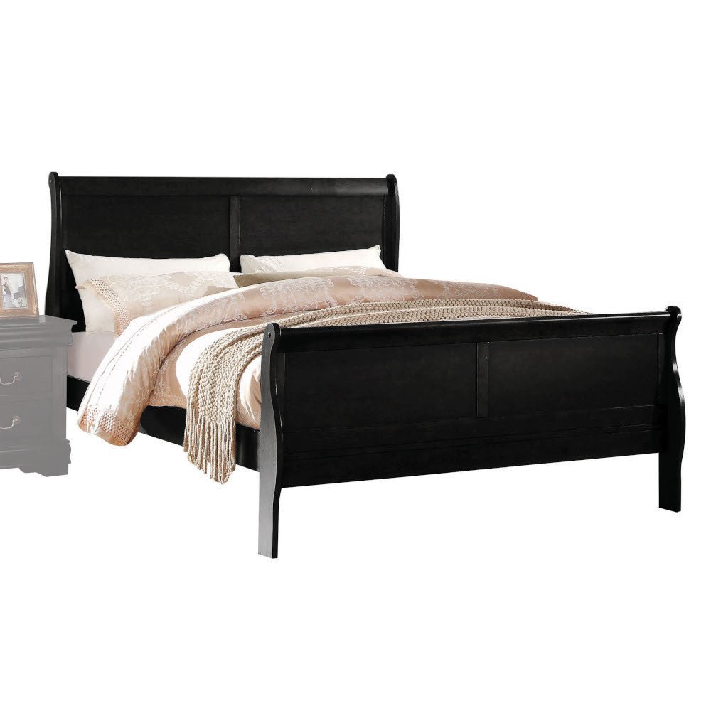 Louis Philippe Black Finish Queen Bed - 1st Choice Furniture Direct