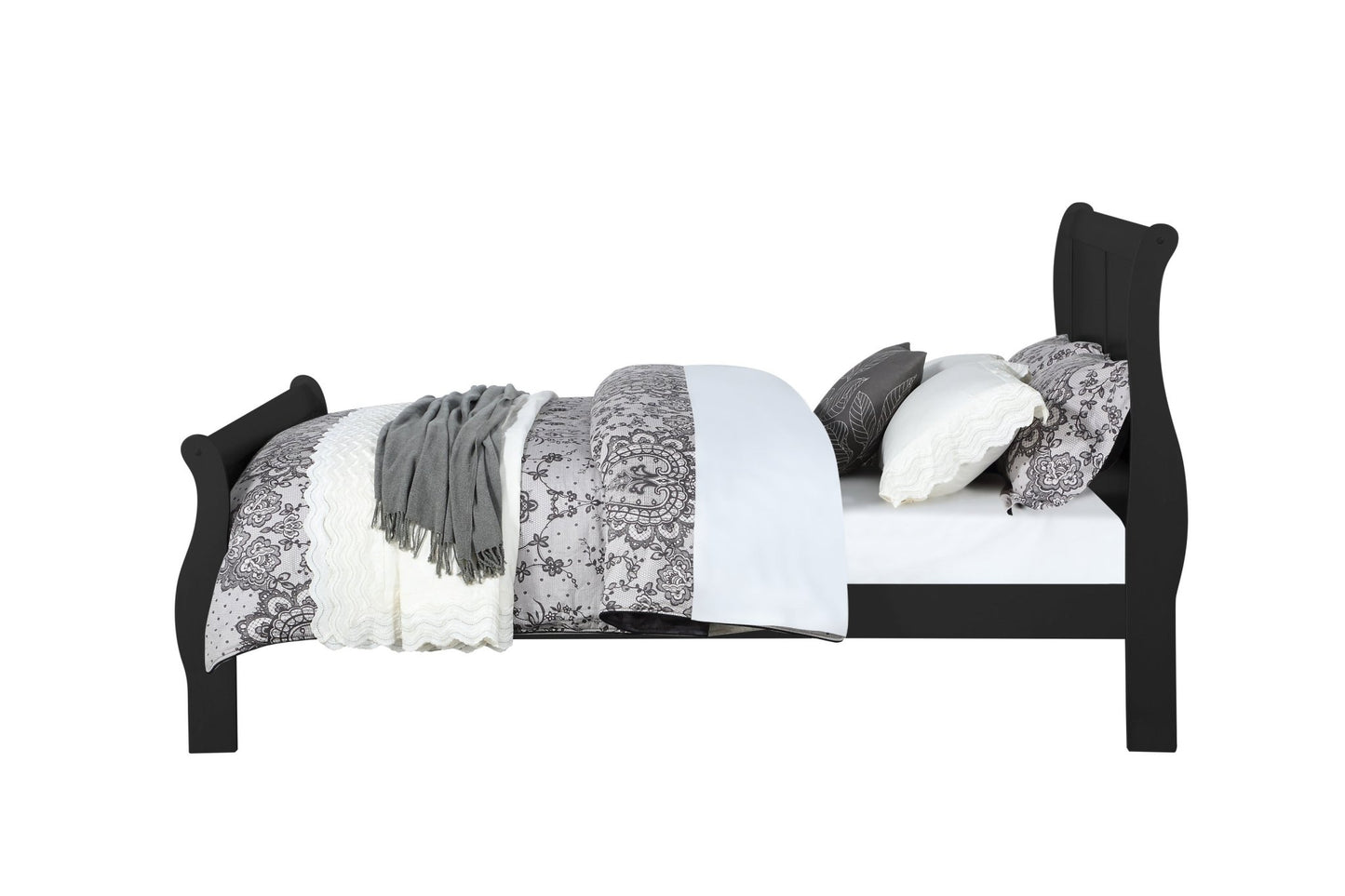 Louis Philippe Black Finish Queen Bed - 1st Choice Furniture Direct