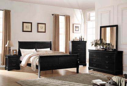Louis Philippe Black Finish Queen Bed - 1st Choice Furniture Direct