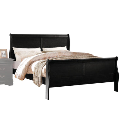Louis Philippe Black Finish Queen Bed - 1st Choice Furniture Direct