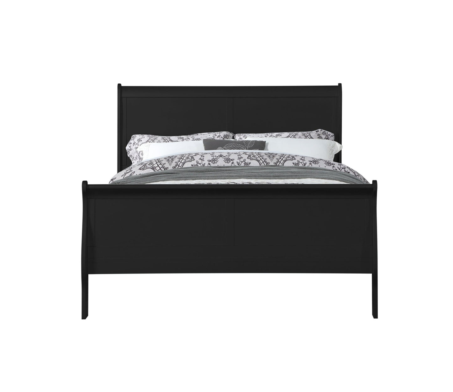 Louis Philippe Black Finish Queen Bed - 1st Choice Furniture Direct