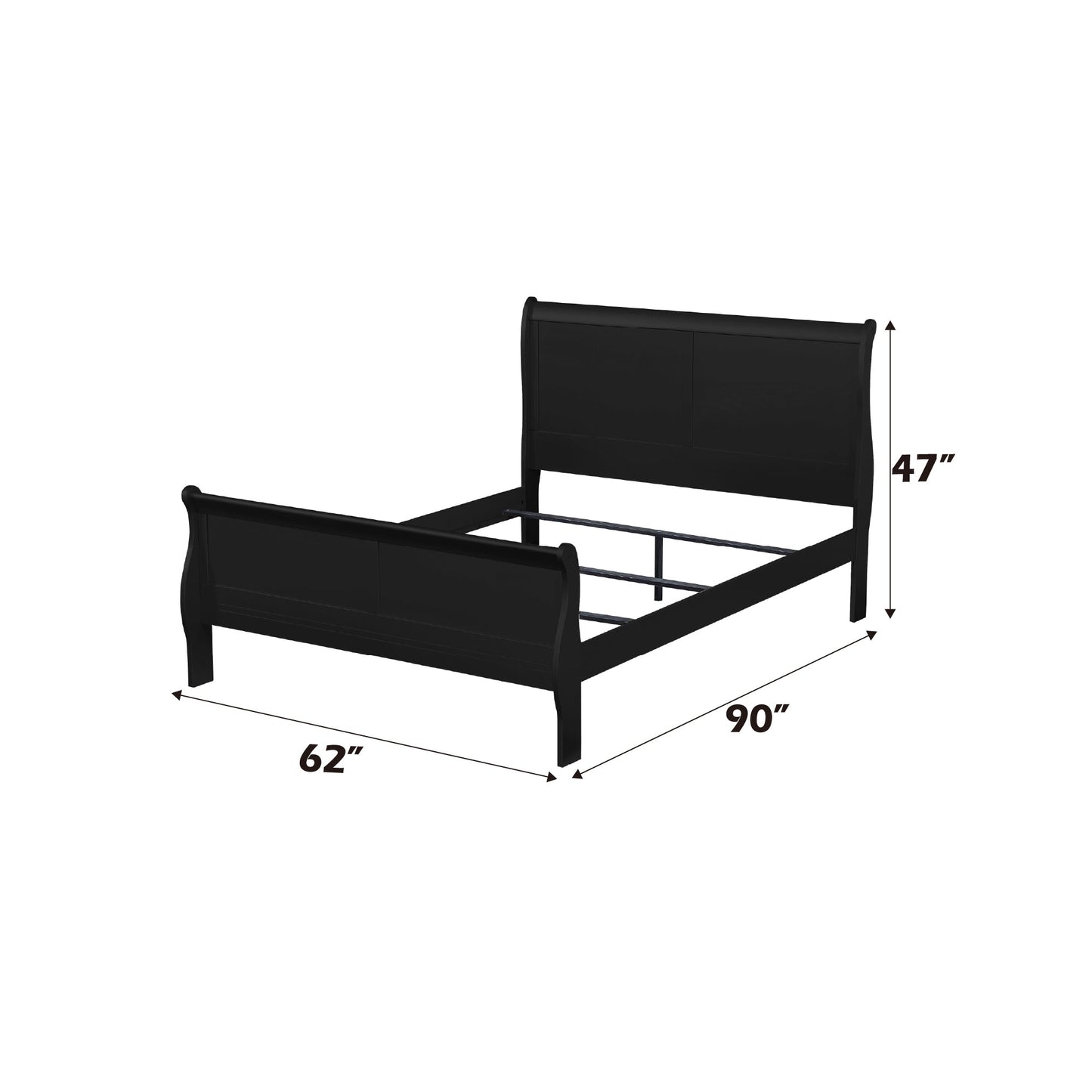 Louis Philippe Black Finish Queen Bed - 1st Choice Furniture Direct