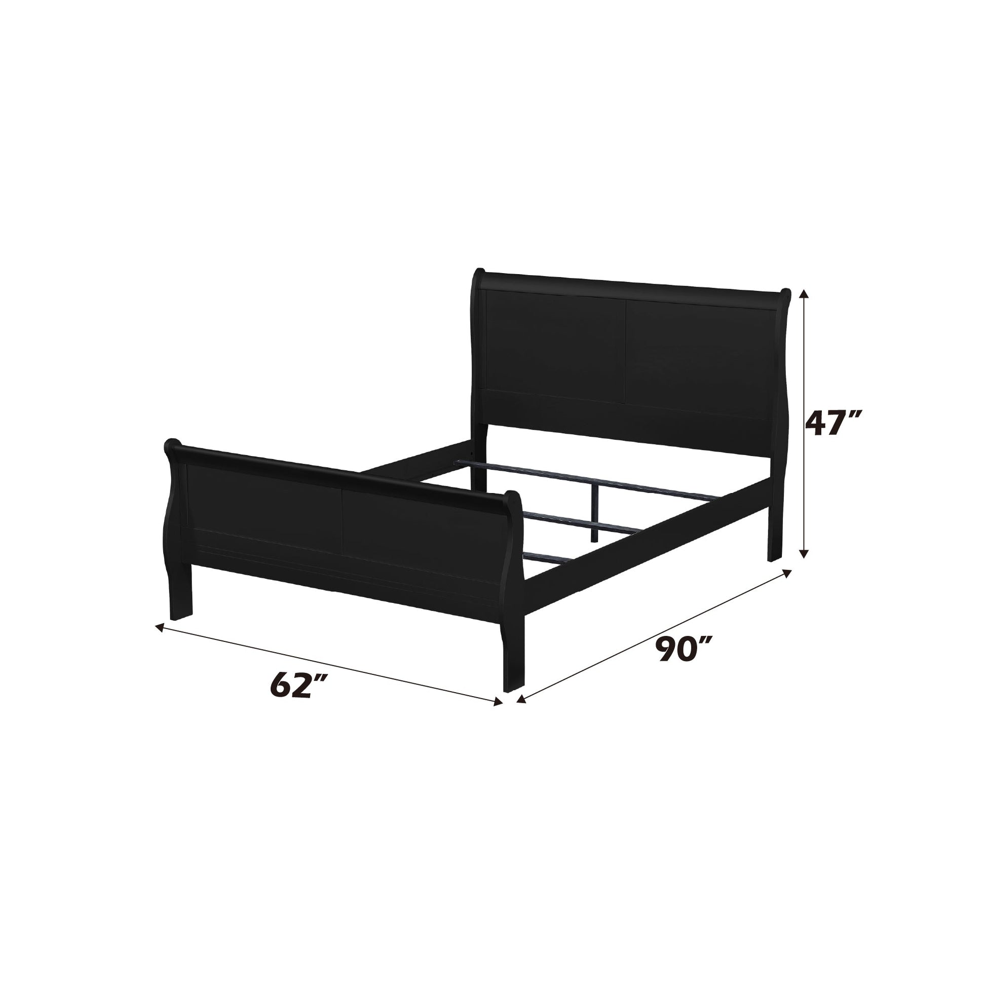 Louis Philippe Black Finish Queen Bed - 1st Choice Furniture Direct