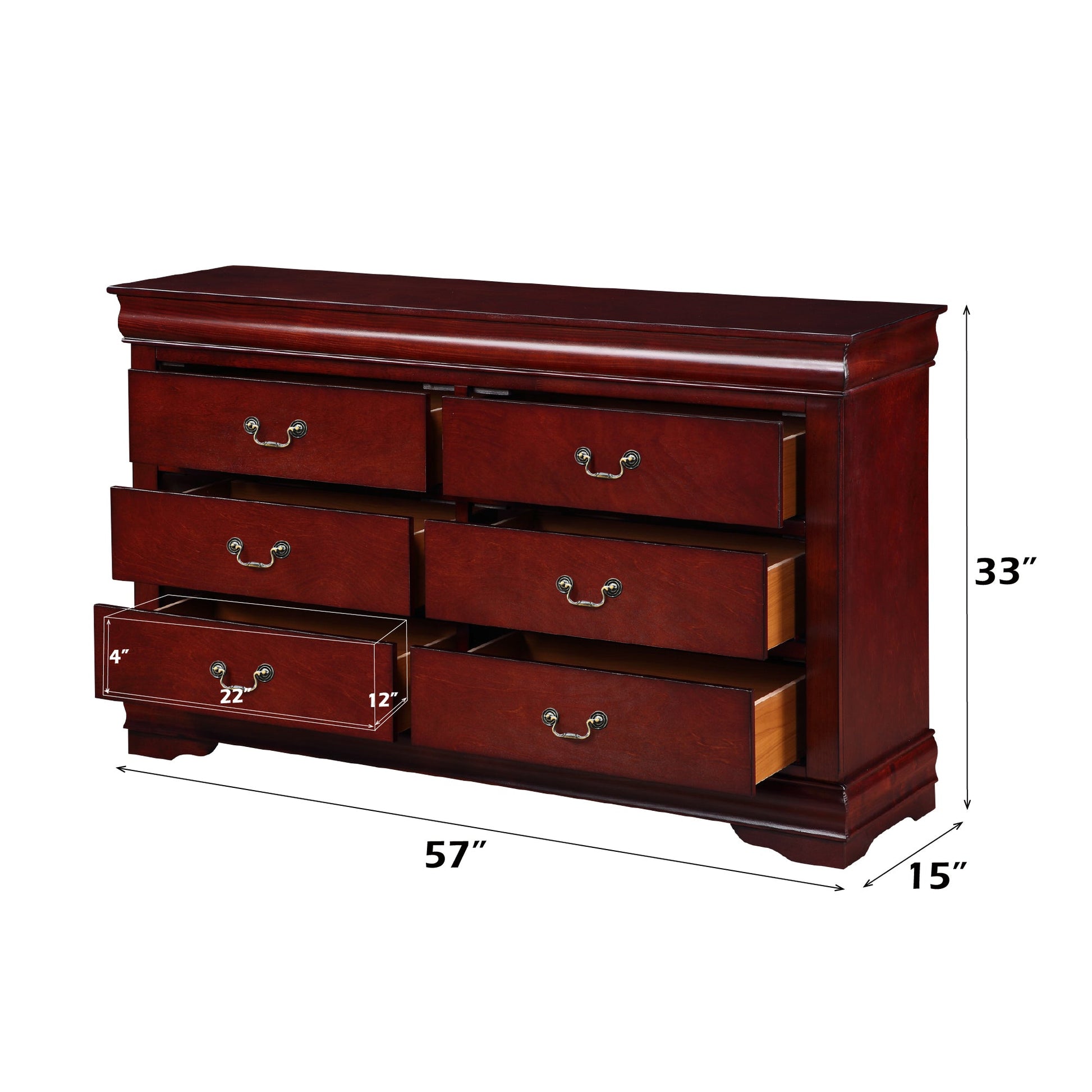 Louis Philippe Cherry Finish Dresser - 1st Choice Furniture Direct