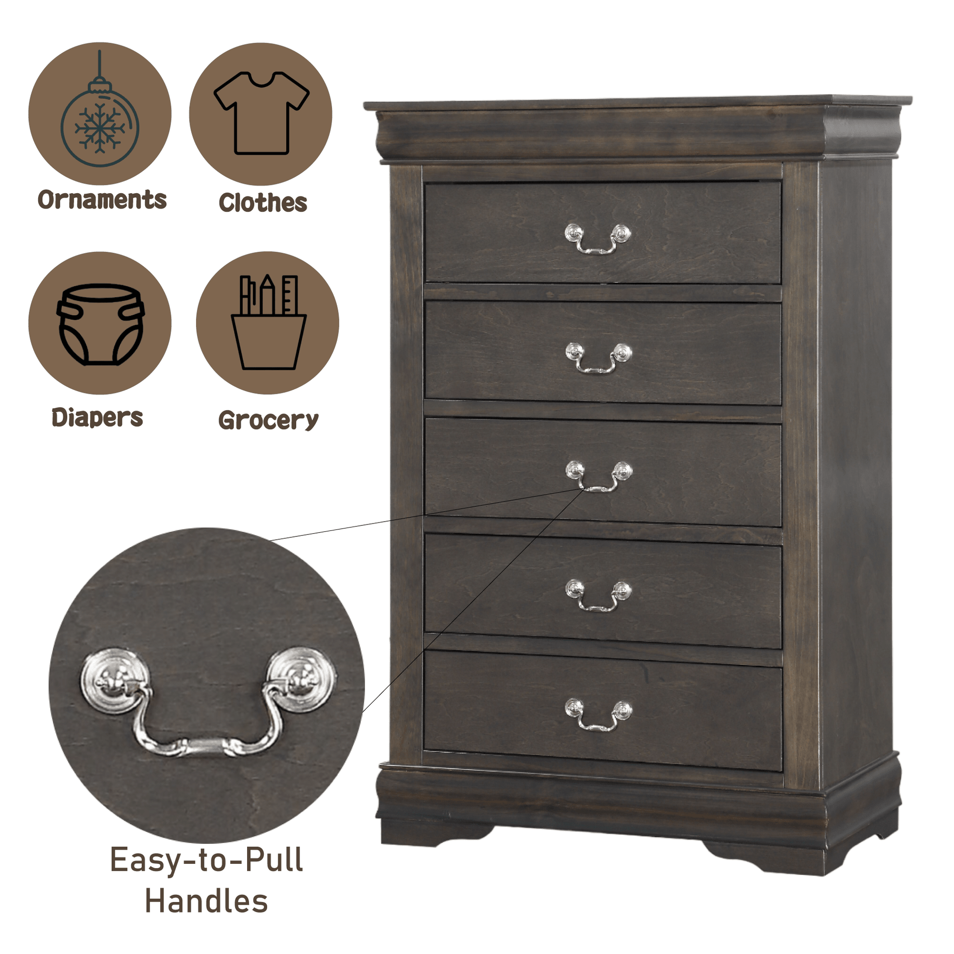 Louis Philippe Dark Gray Chest - 1st Choice Furniture Direct