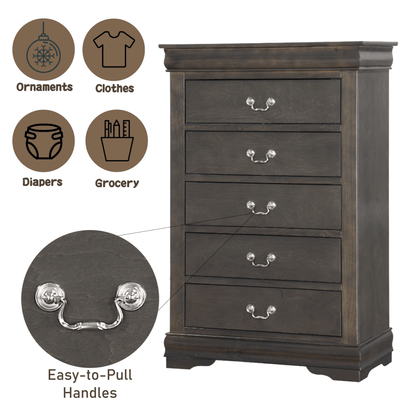 Louis Philippe Dark Gray Chest - 1st Choice Furniture Direct