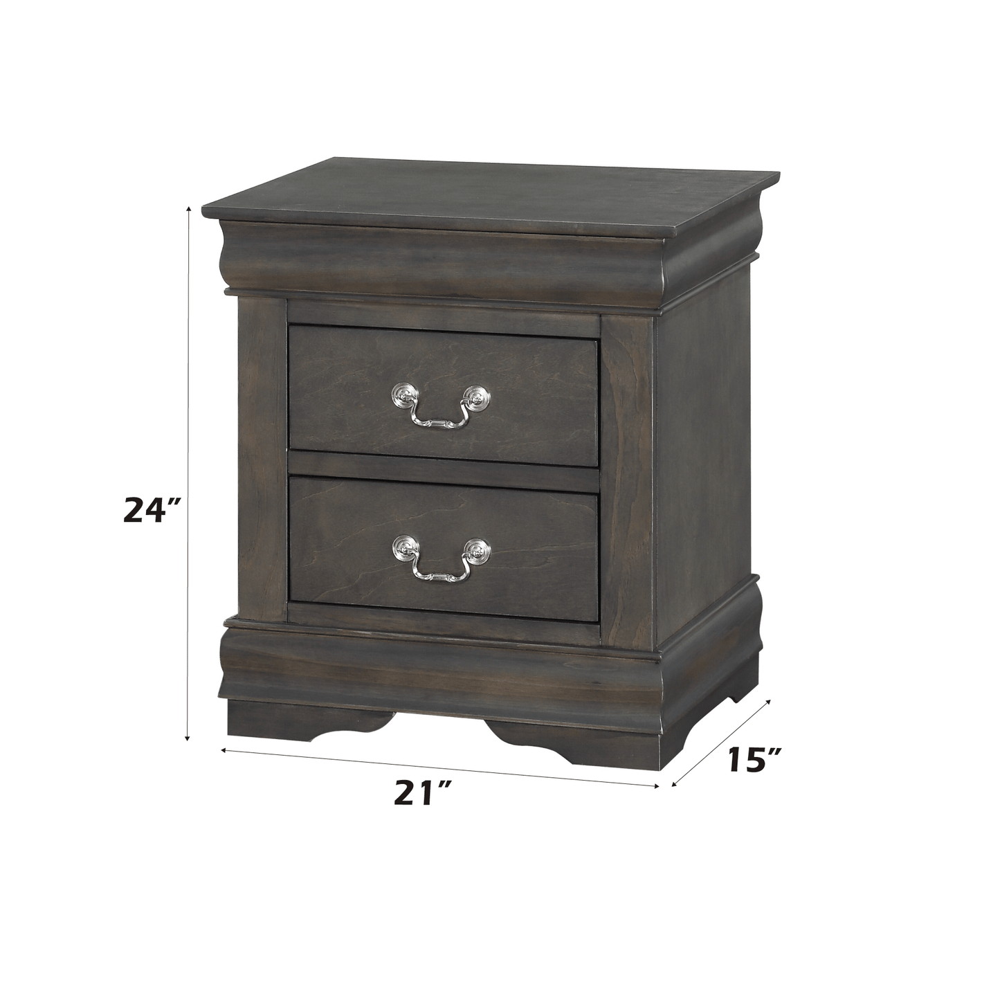 Louis Philippe Dark Gray Finish 2PCS Bedroom Set (E. King) - 1st Choice Furniture Direct