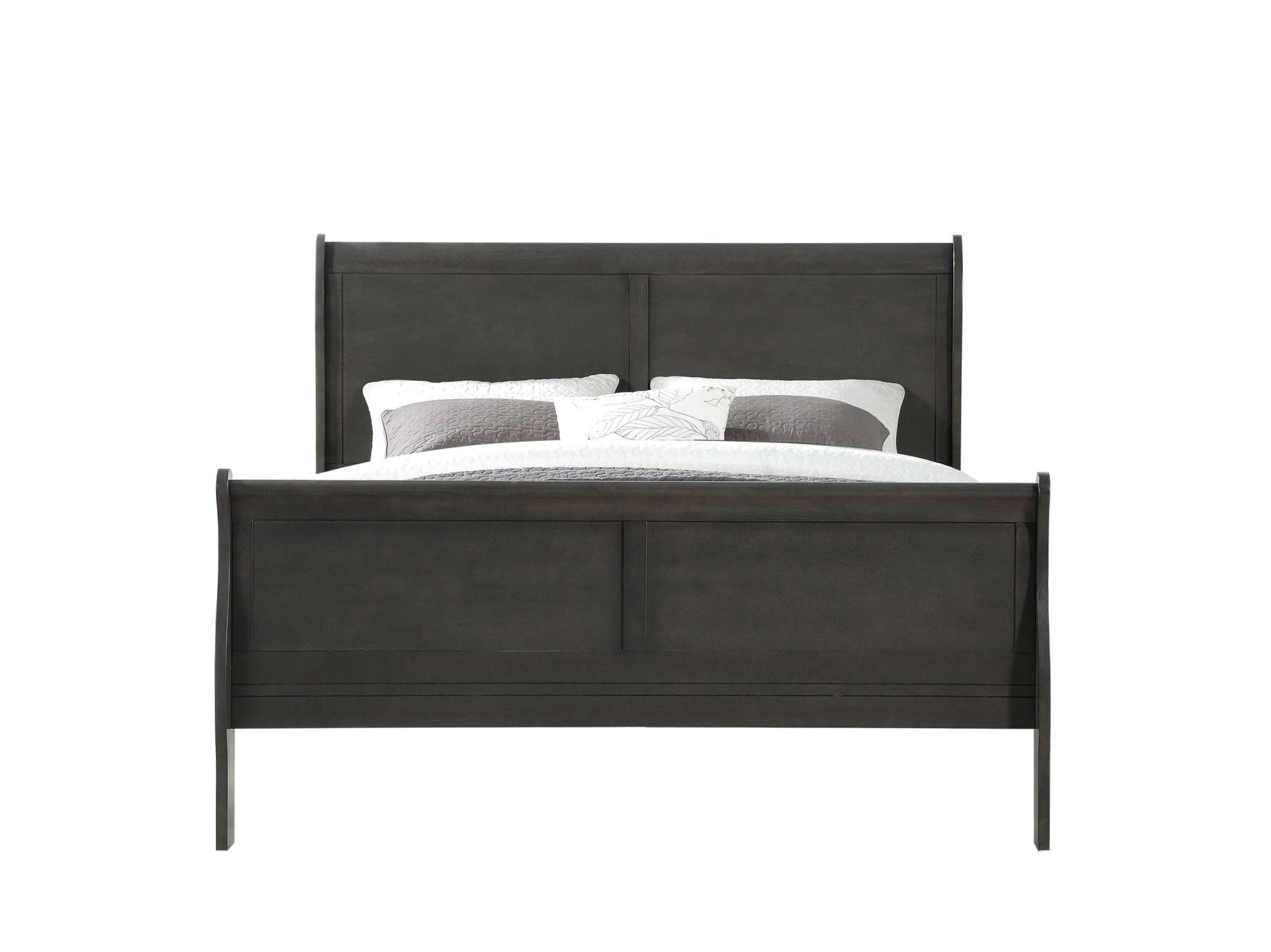 Louis Philippe Dark Gray Finish 2PCS Bedroom Set (E. King) - 1st Choice Furniture Direct