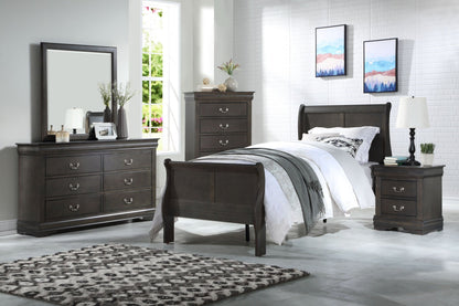 Louis Philippe Dark Gray Finish 2PCS Bedroom Set (E. King) - 1st Choice Furniture Direct
