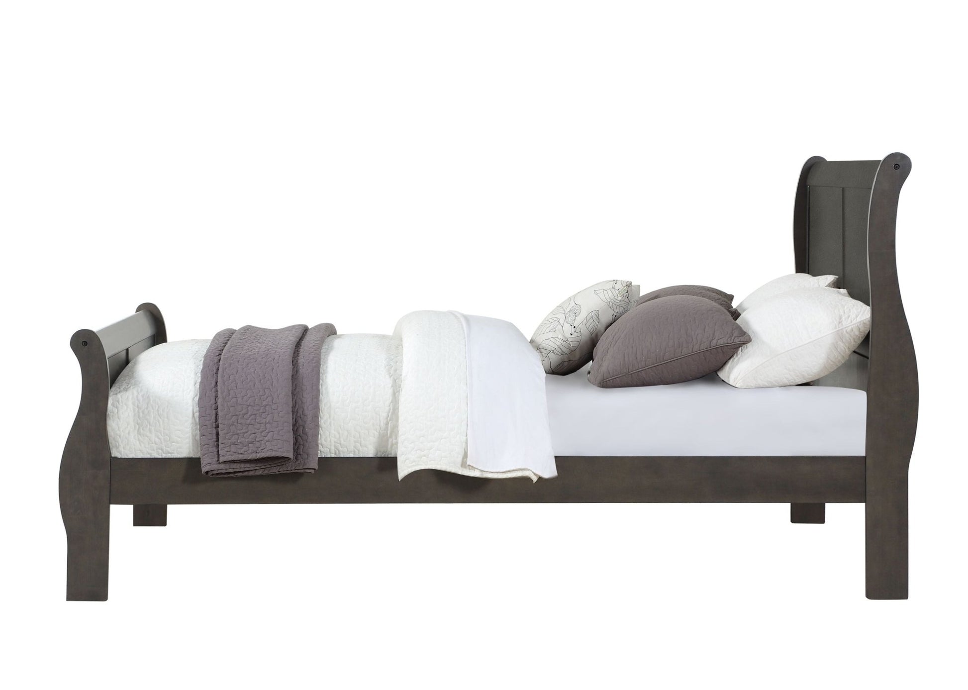 Louis Philippe Dark Gray Finish 4 PCS Bedroom Set (E. King) - 1st Choice Furniture Direct