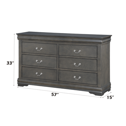 Louis Philippe Dark Gray Finish 4 PCS Bedroom Set (E. King) - 1st Choice Furniture Direct