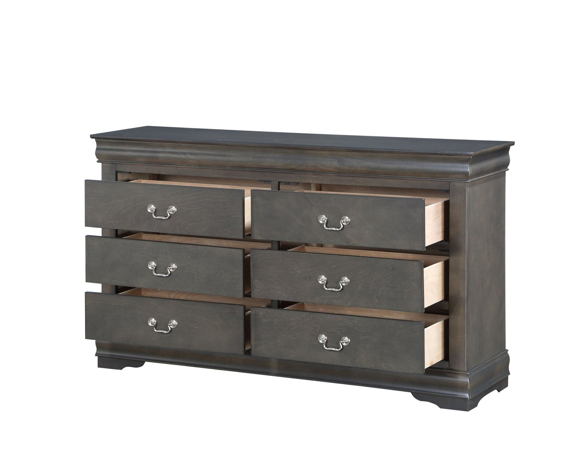 Louis Philippe Dark Gray Finish 4 PCS Bedroom Set (E. King) - 1st Choice Furniture Direct