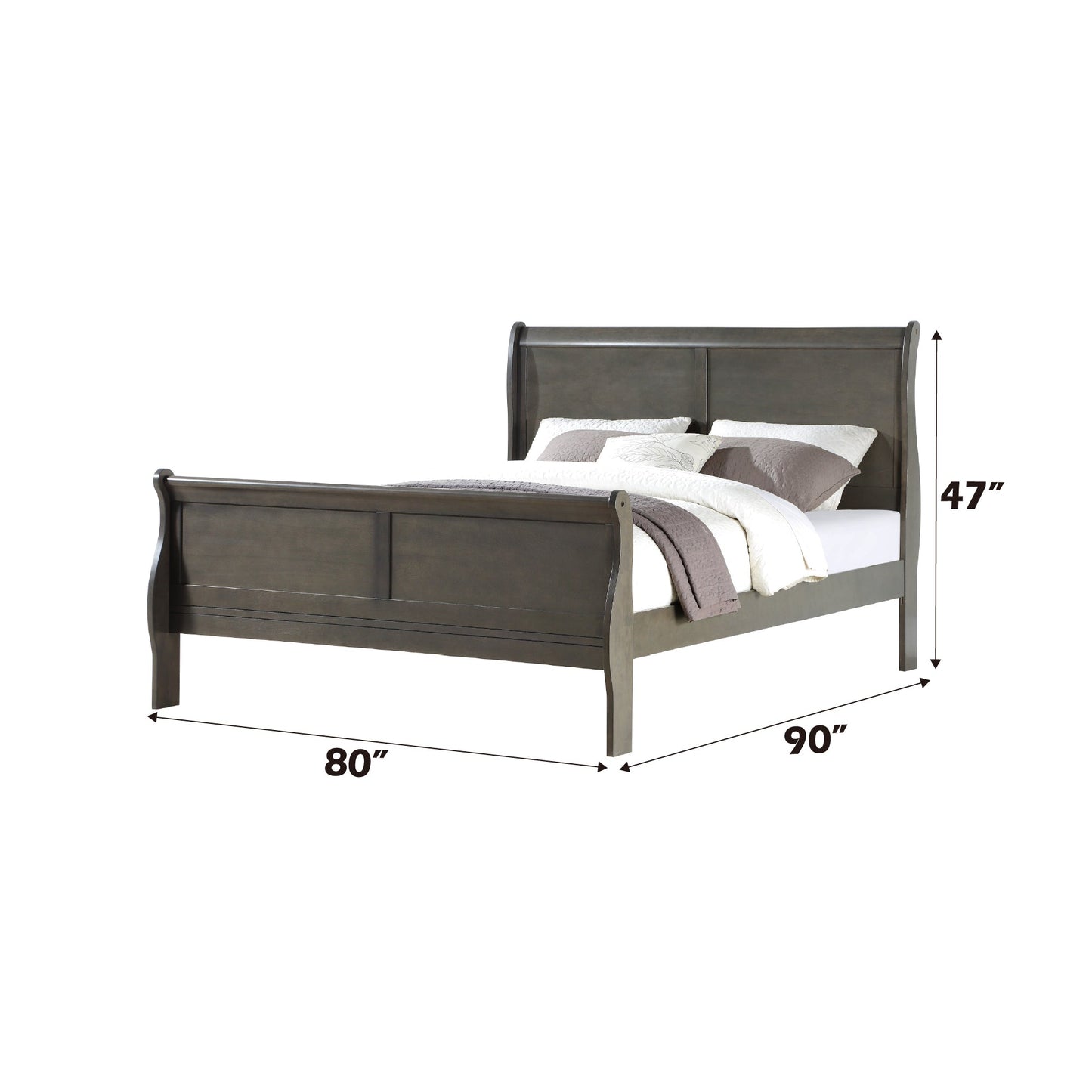 Louis Philippe Dark Gray Finish 4 PCS Bedroom Set (E. King) - 1st Choice Furniture Direct