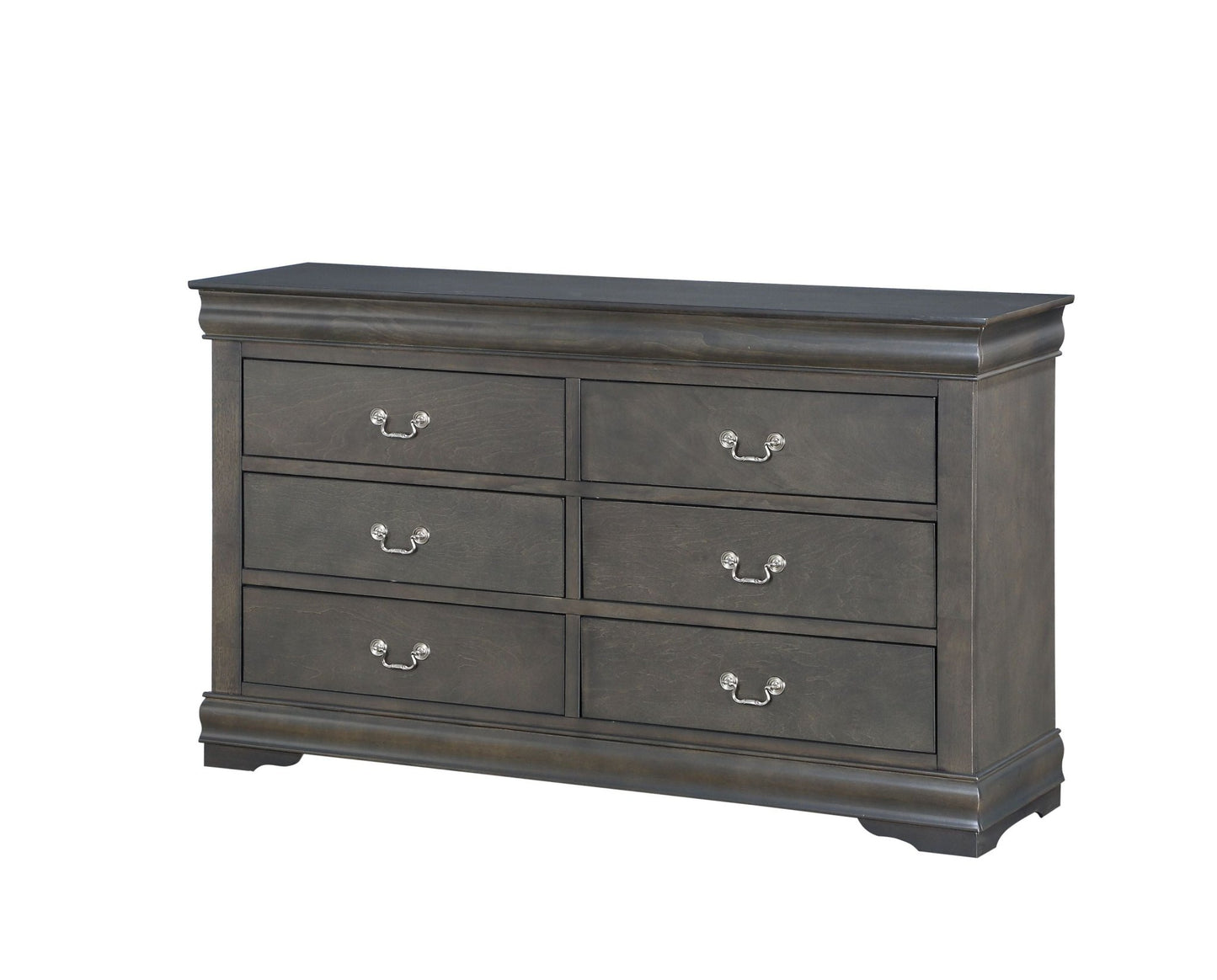 Louis Philippe Dark Gray Finish 4 PCS Bedroom Set (E. King) - 1st Choice Furniture Direct