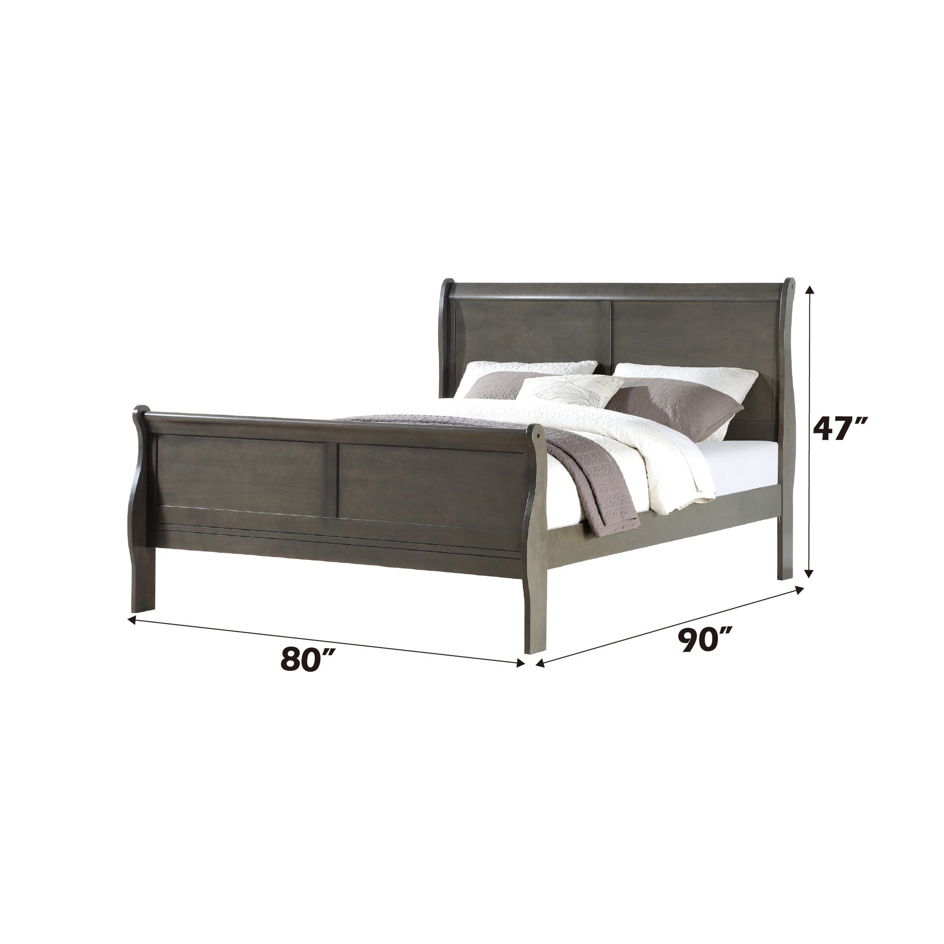 Louis Philippe Dark Gray Finish E. King Bed - 1st Choice Furniture Direct