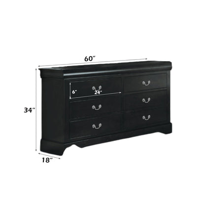 Louis Philippe III Black Finish Dresser - 1st Choice Furniture Direct