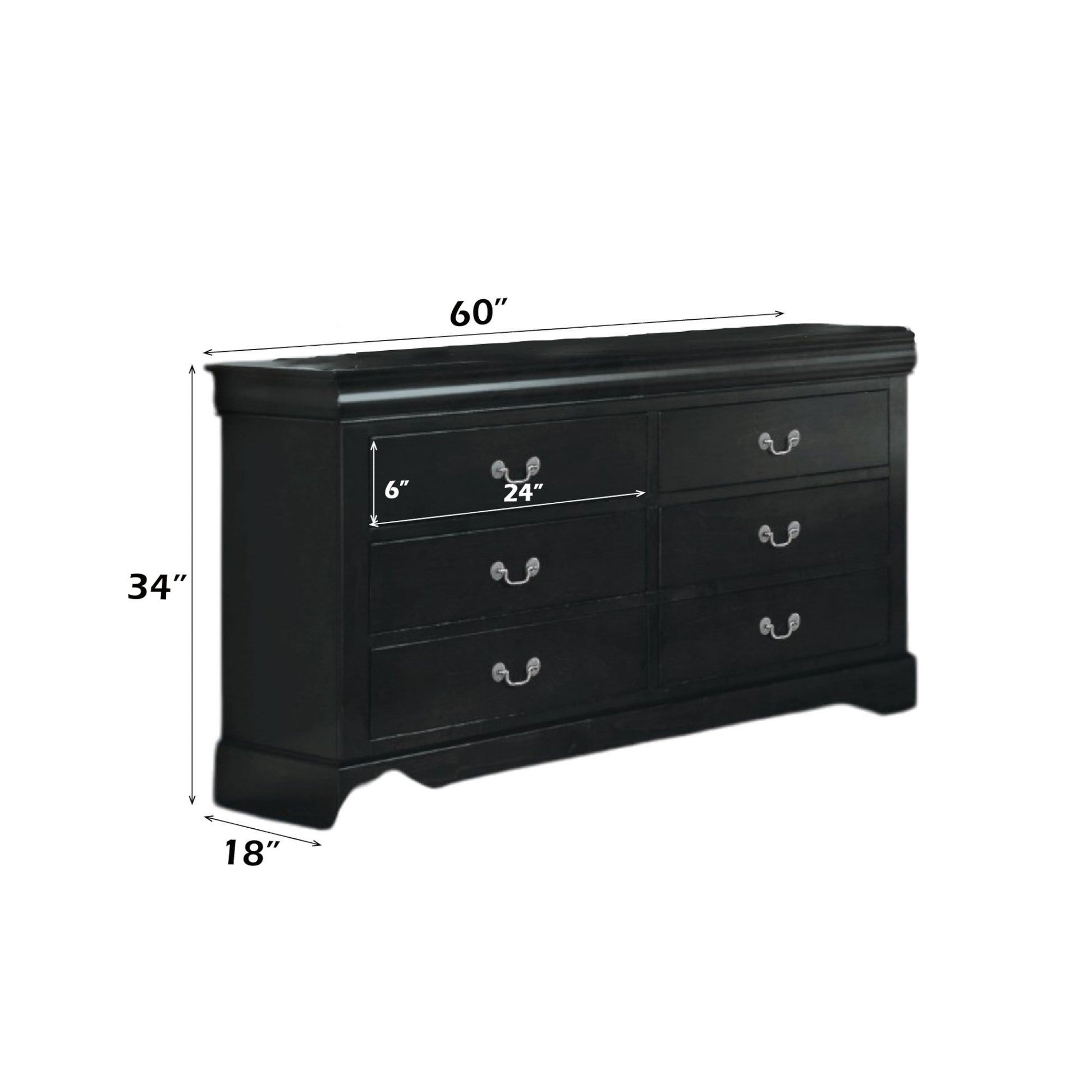 Louis Philippe III Black Finish Dresser - 1st Choice Furniture Direct