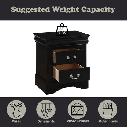 Louis Philippe III Black Finish Nightstand - 1st Choice Furniture Direct