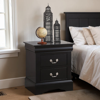 Louis Philippe III Black Finish Nightstand - 1st Choice Furniture Direct