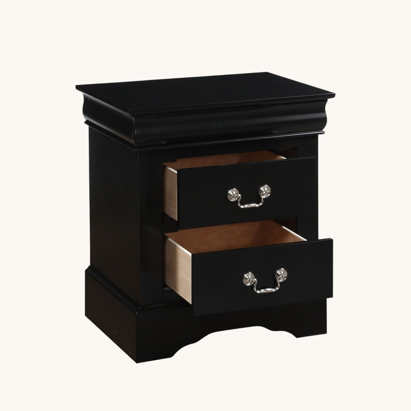 Louis Philippe III Black Finish Nightstand - 1st Choice Furniture Direct