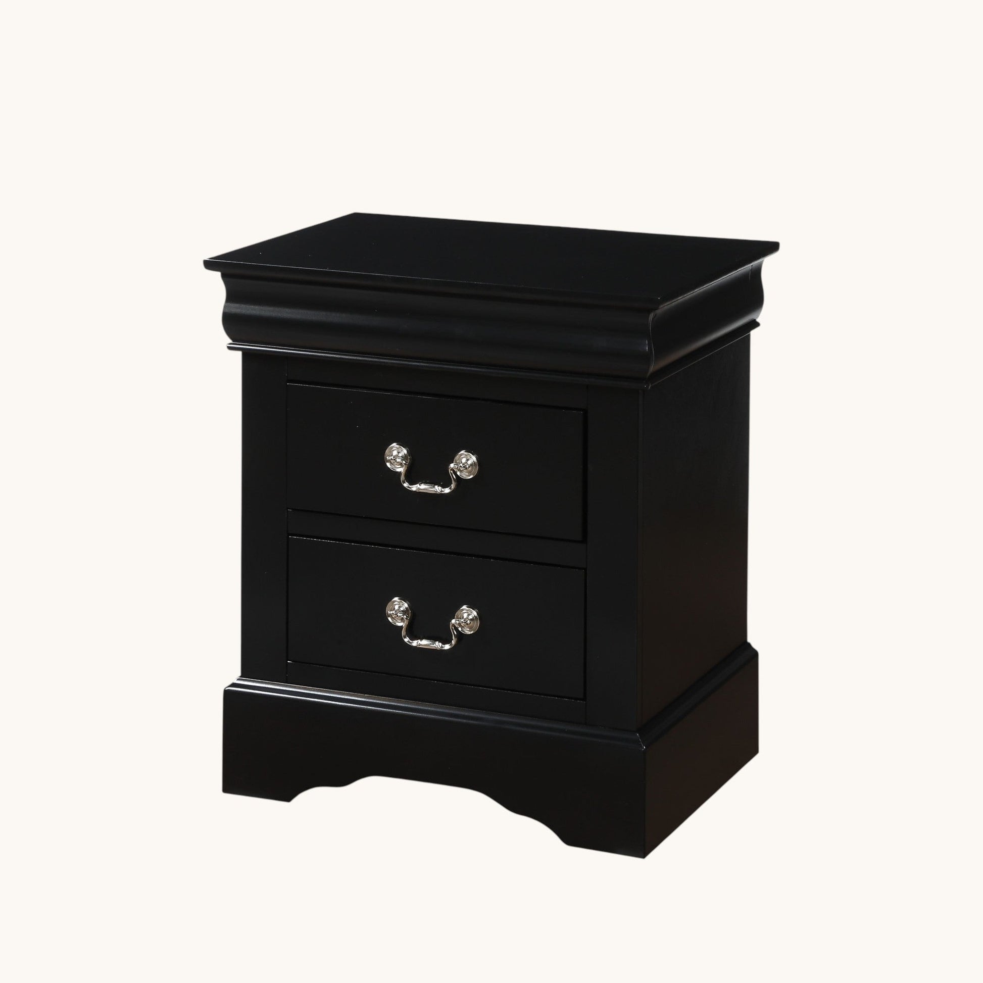 Louis Philippe III Black Finish Nightstand - 1st Choice Furniture Direct