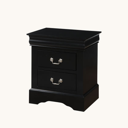 Louis Philippe III Black Finish Nightstand - 1st Choice Furniture Direct
