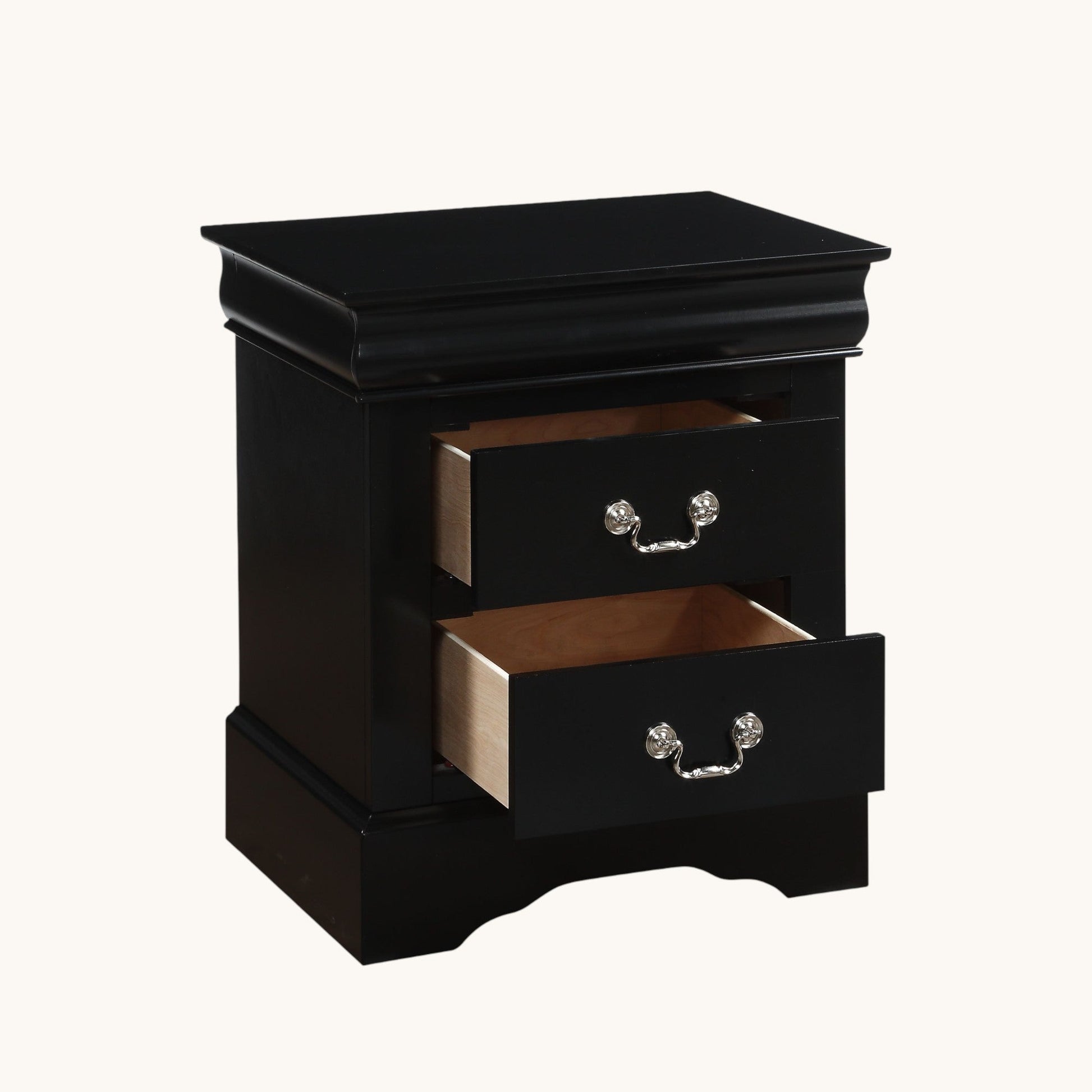 Louis Philippe III Black Finish Nightstand - 1st Choice Furniture Direct