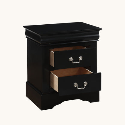 Louis Philippe III Black Finish Nightstand - 1st Choice Furniture Direct