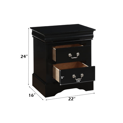 Louis Philippe III Black Finish Nightstand - 1st Choice Furniture Direct