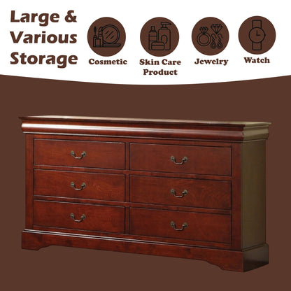 Louis Philippe III Cherry Finish Dresser - 1st Choice Furniture Direct