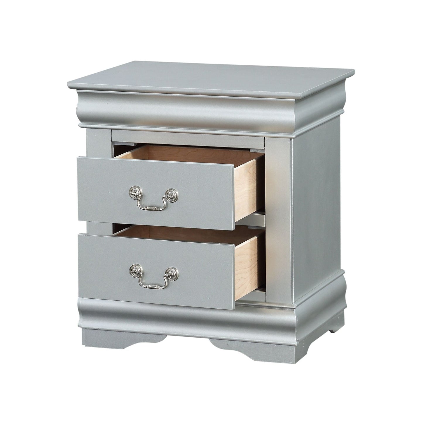 Louis Philippe III Platinum Finish Nightstand - 1st Choice Furniture Direct