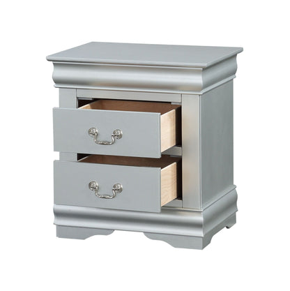 Louis Philippe III Platinum Finish Nightstand - 1st Choice Furniture Direct
