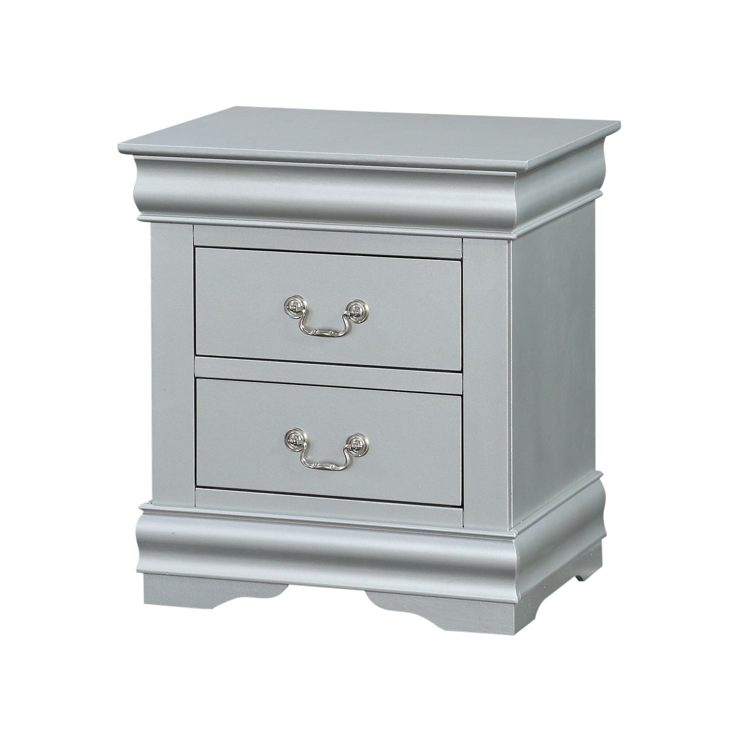 Louis Philippe III Platinum Finish Nightstand - 1st Choice Furniture Direct