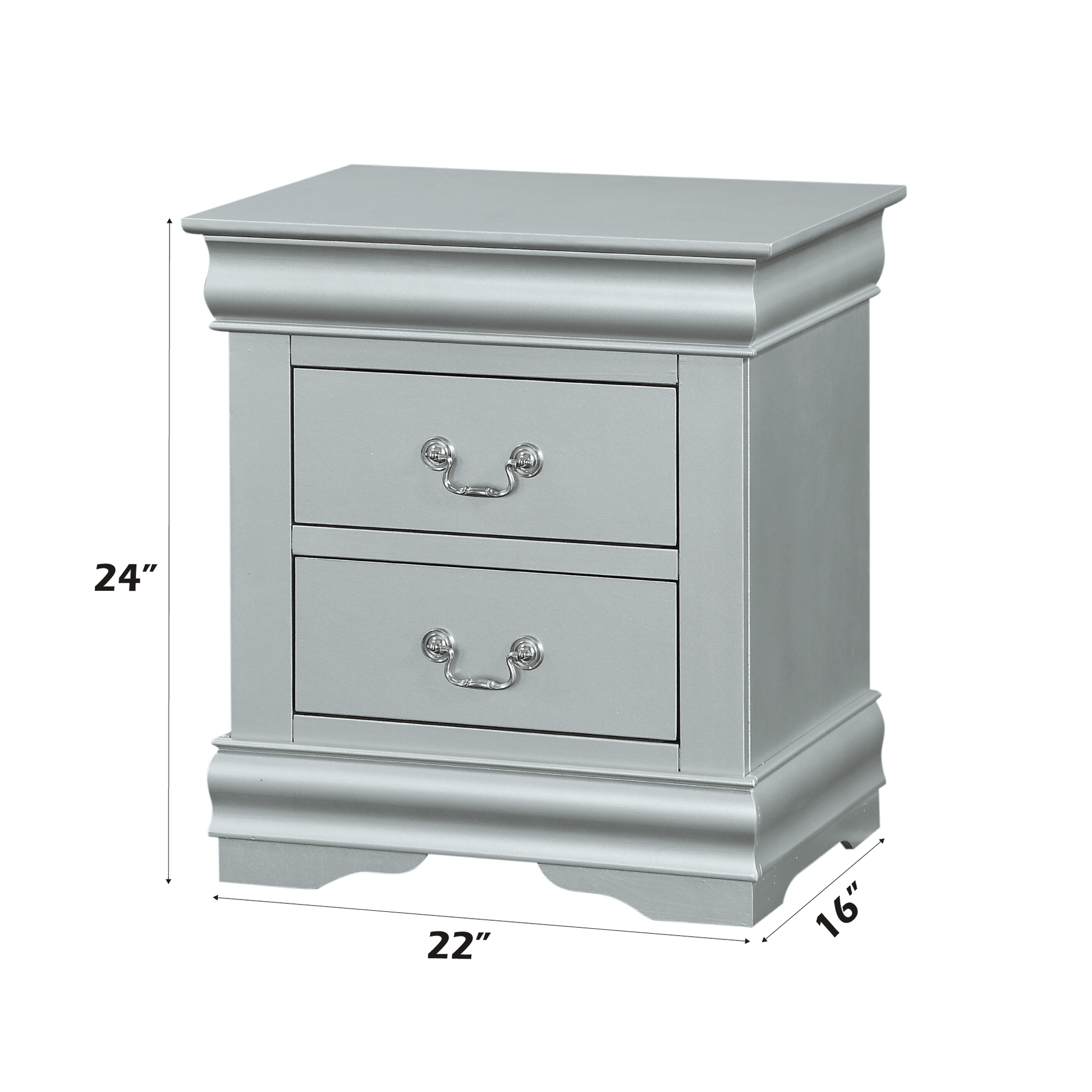Louis Philippe III Platinum Finish Nightstand - 1st Choice Furniture Direct