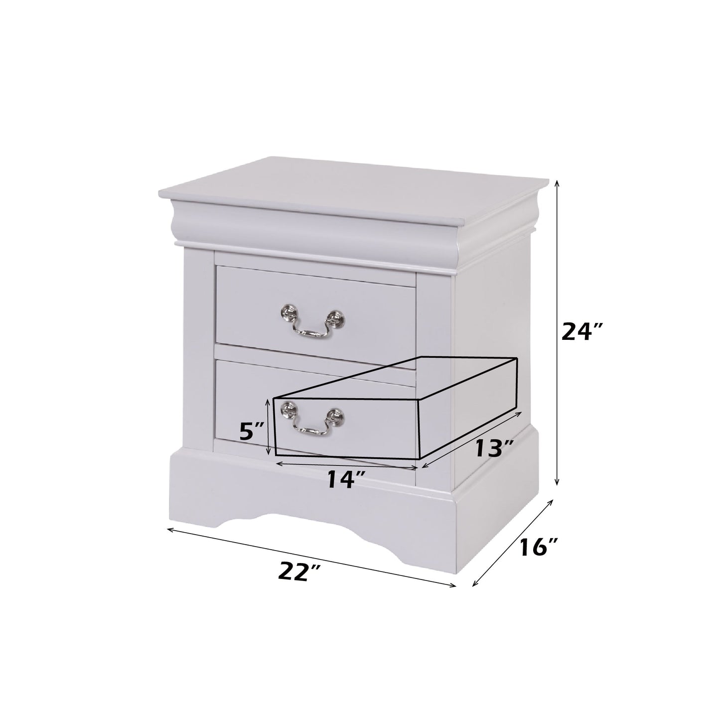 Louis Philippe III White Finish Nightstand - 1st Choice Furniture Direct