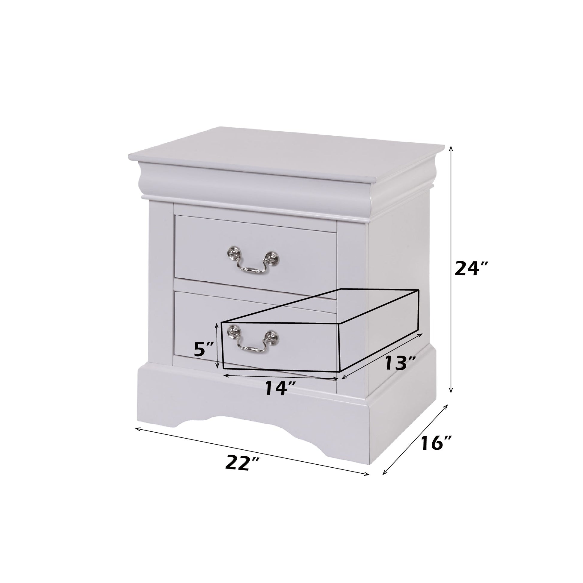 Louis Philippe III White Finish Nightstand - 1st Choice Furniture Direct
