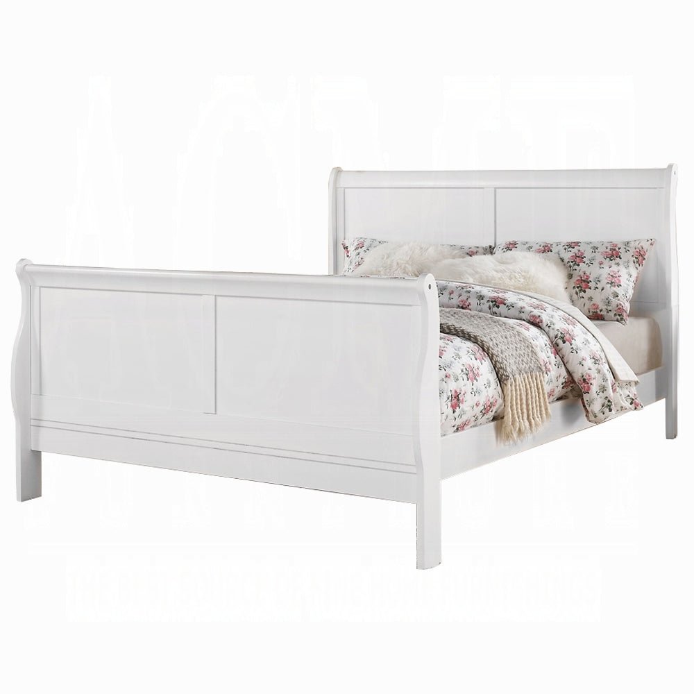 Louis Philippe III White Finish Queen Bed - 1st Choice Furniture Direct