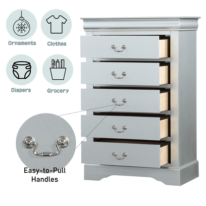 Louis Philippe Platinum Finish Chest - 1st Choice Furniture Direct
