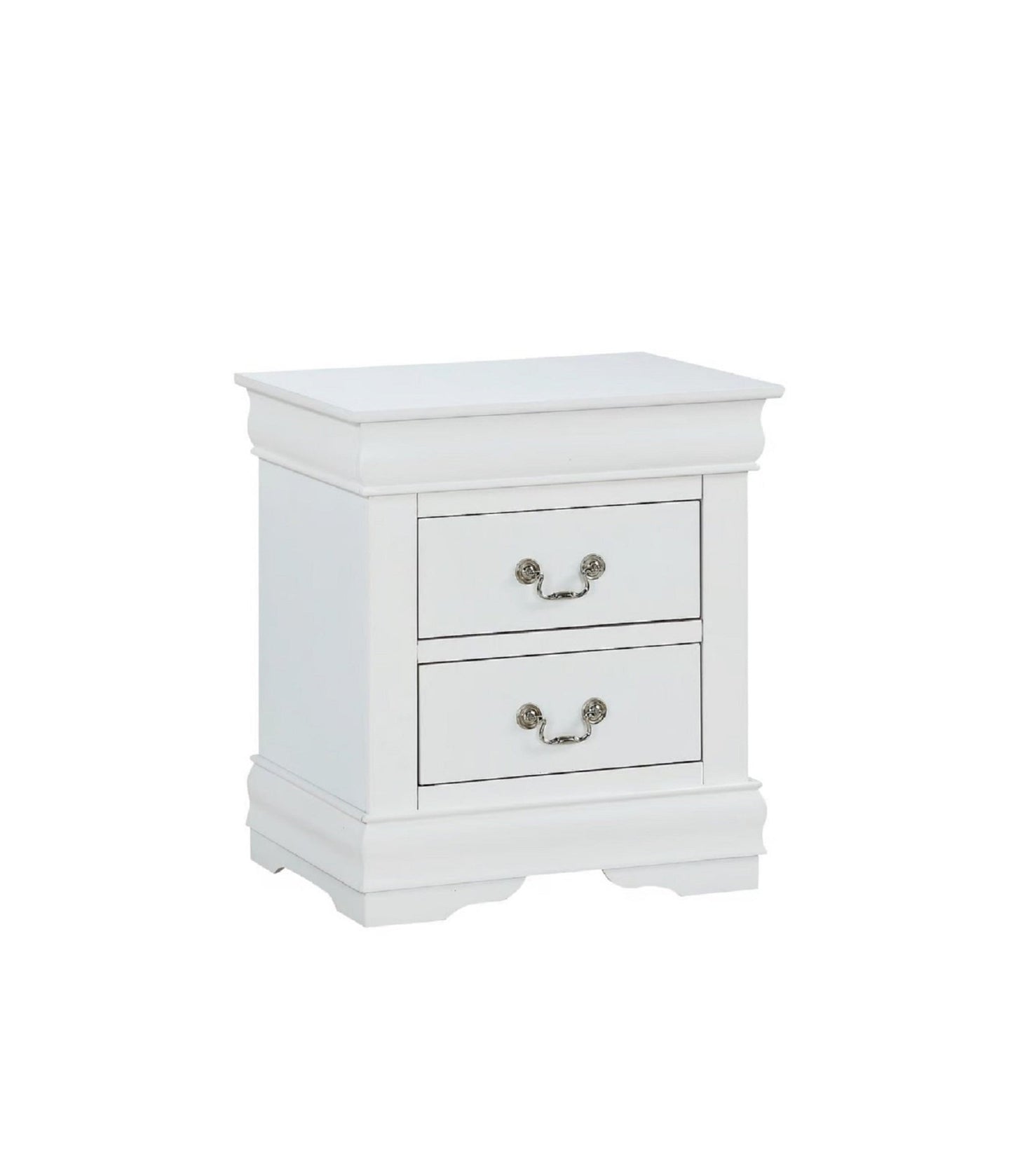 Louis Philippe White Nightstand | 2 Drawer Solid Wood Bedside Table with Soft - Close - 1st Choice Furniture Direct