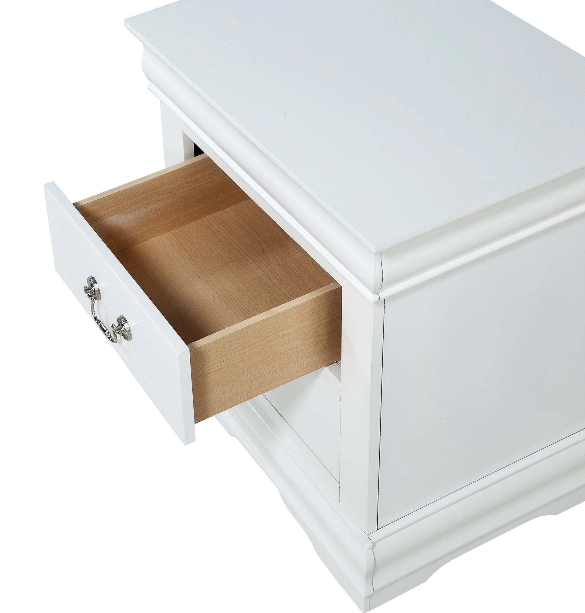 Louis Philippe White Nightstand | 2 Drawer Solid Wood Bedside Table with Soft - Close - 1st Choice Furniture Direct