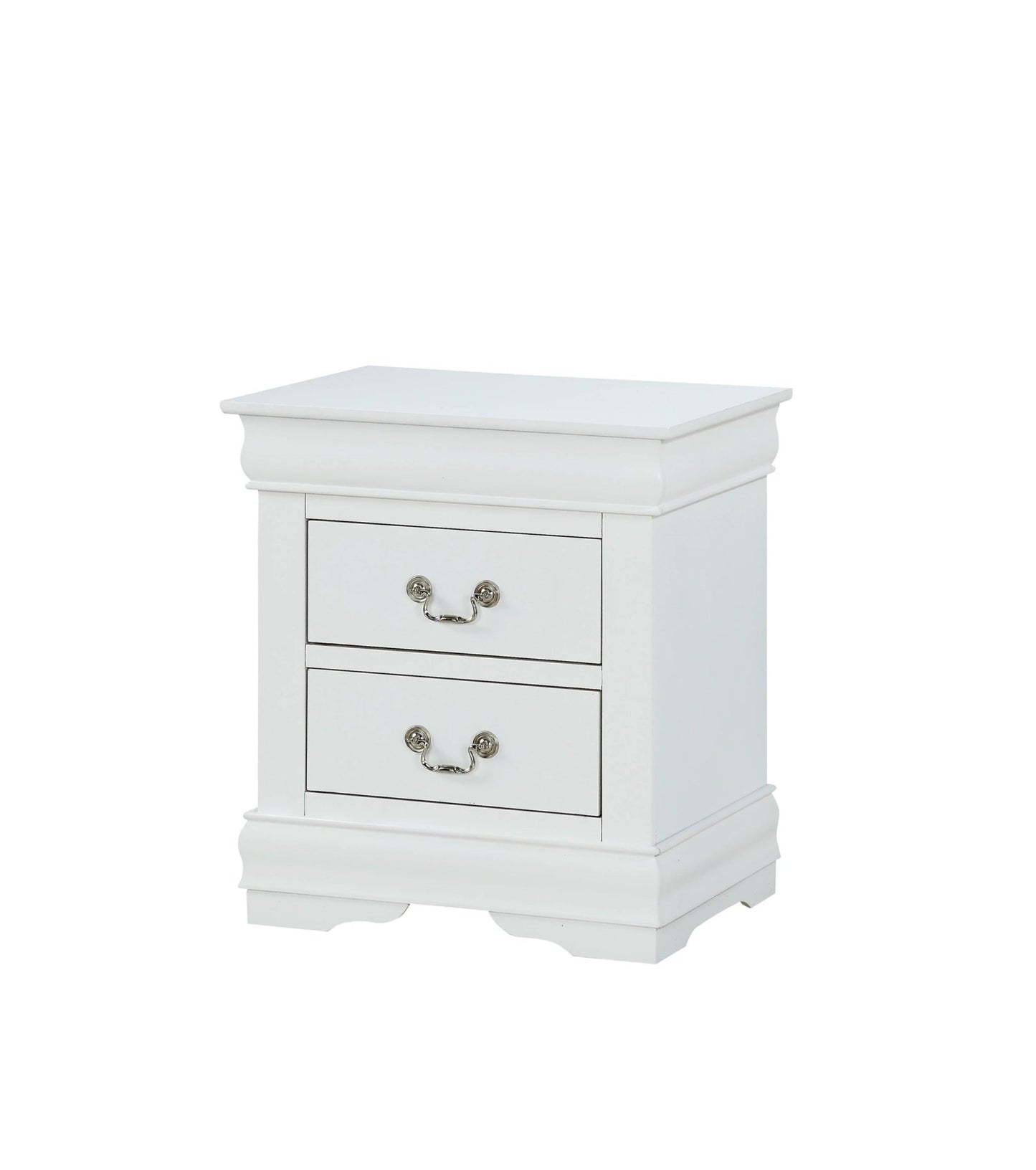 Louis Philippe White Nightstand | 2 Drawer Solid Wood Bedside Table with Soft - Close - 1st Choice Furniture Direct