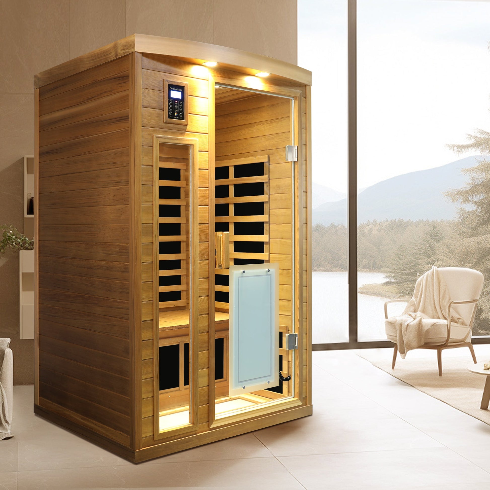 Low EMF Two person Far infrared Red cedar Deluxe indoor sauna room - 1st Choice Furniture Direct