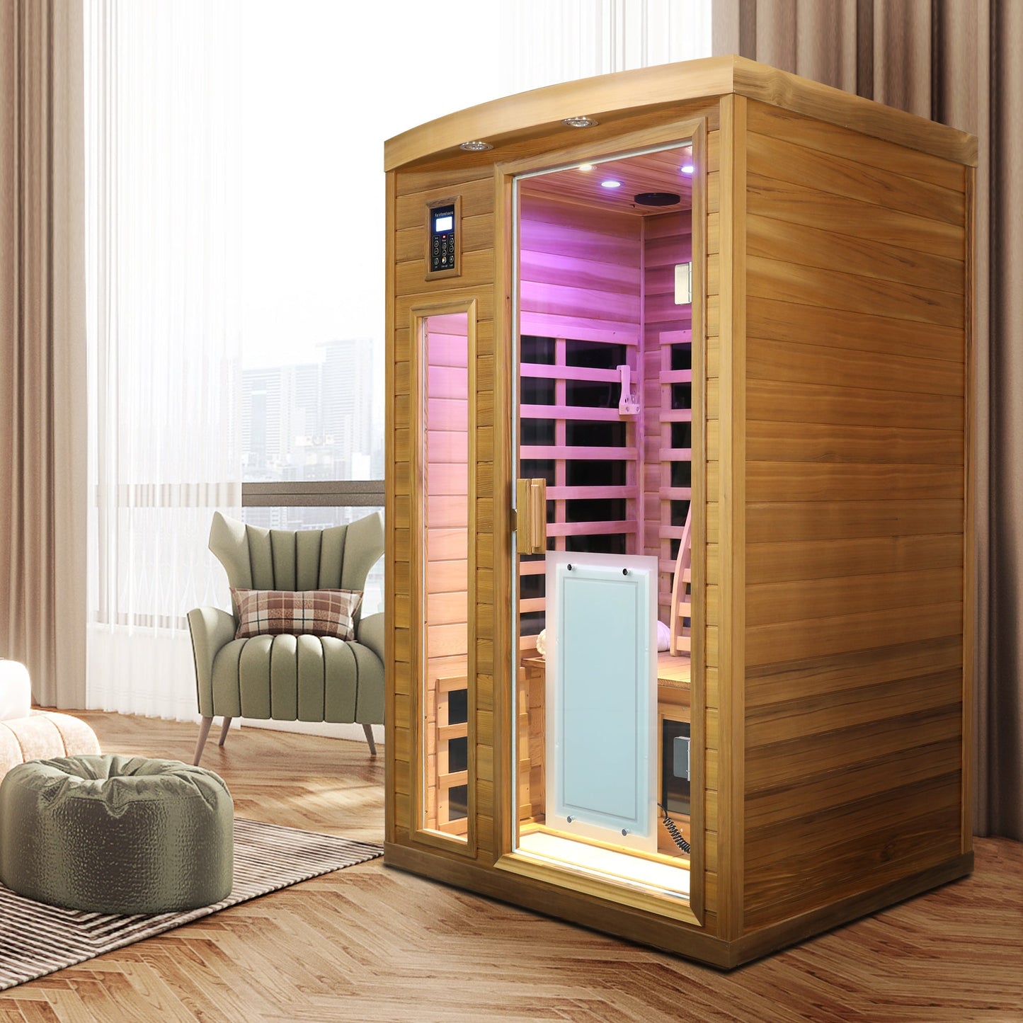Low EMF Two person Far infrared Red cedar Deluxe indoor sauna room - 1st Choice Furniture Direct