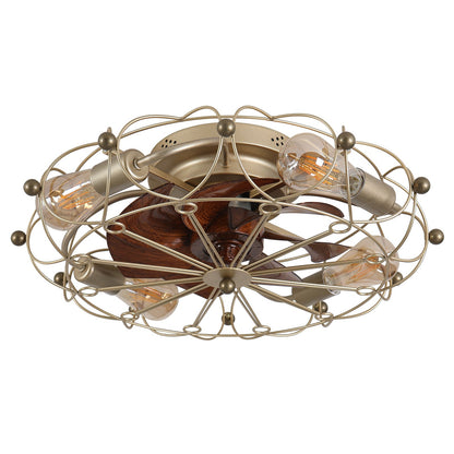 Low Profile Caged Ceiling Fan with Lights Remote Control, Embedded modern industrial ceiling fan - 1st Choice Furniture Direct